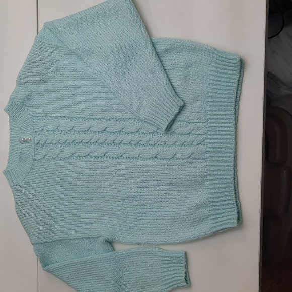 Vintage Sterling Harris Mint Green Sweater - Size L - Picture 1 of 9